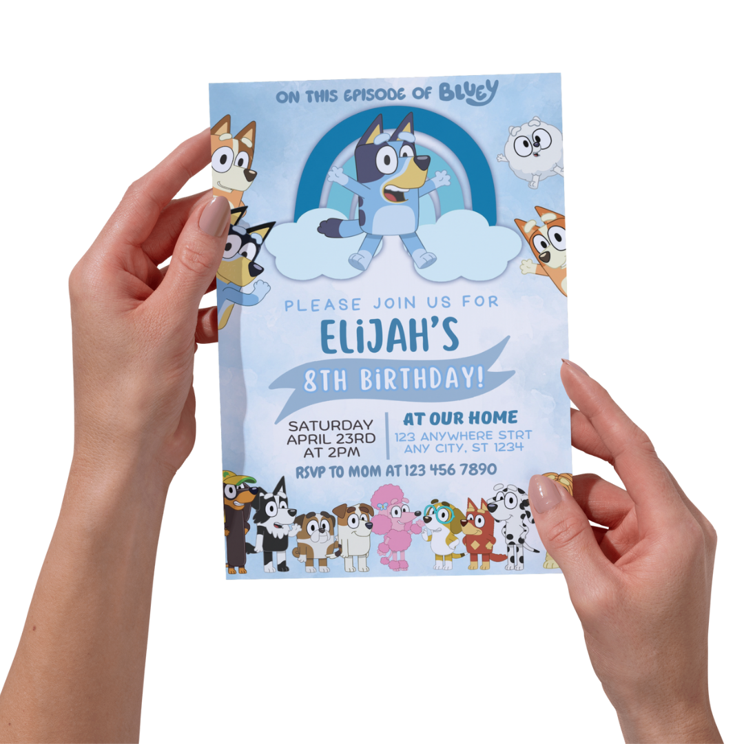 Bluey Kids Birthday Invitation Template