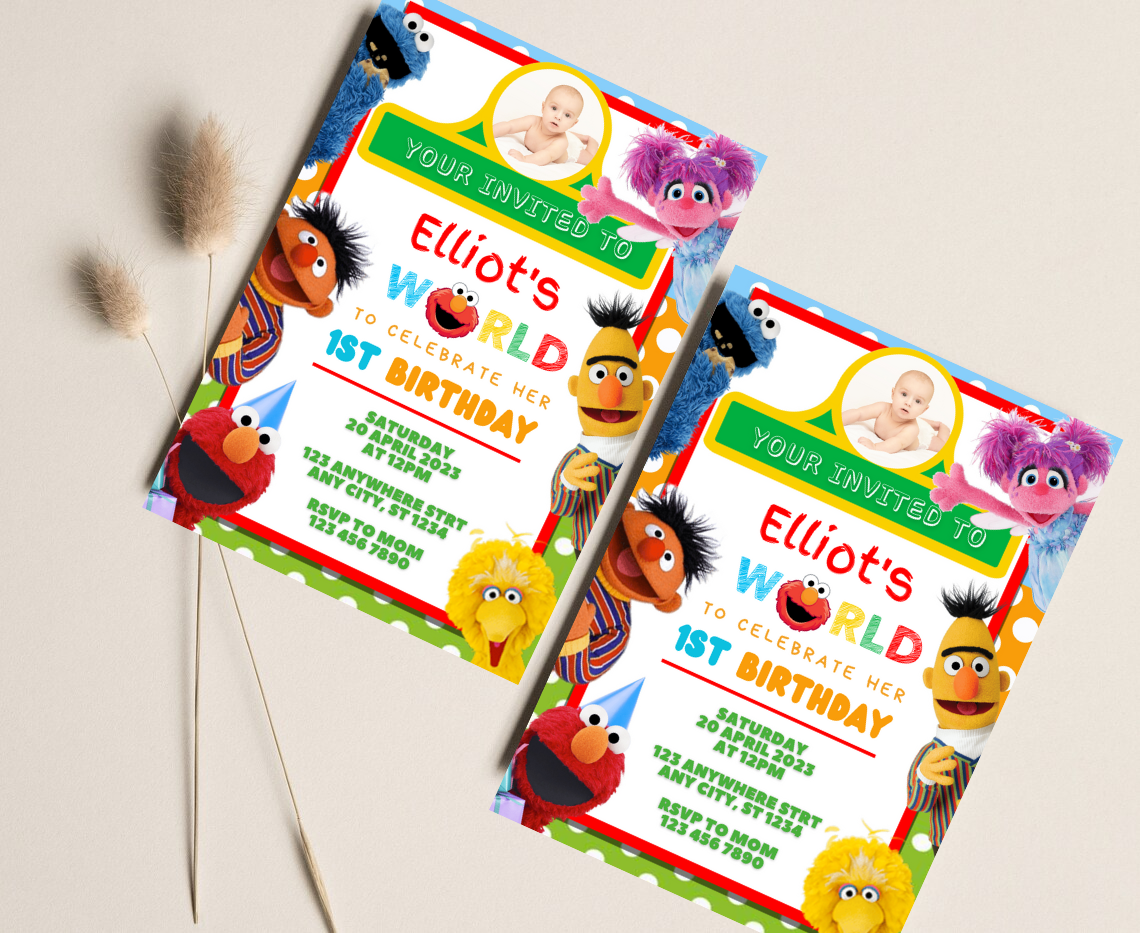 Sesame Street Kids Birthday Invitation Template