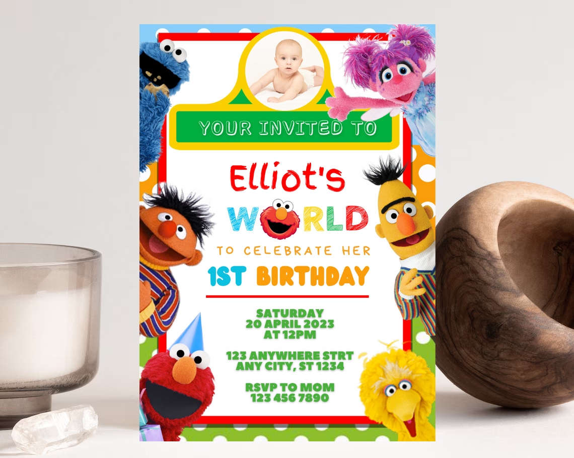 Sesame Street Kids Birthday Invitation Template