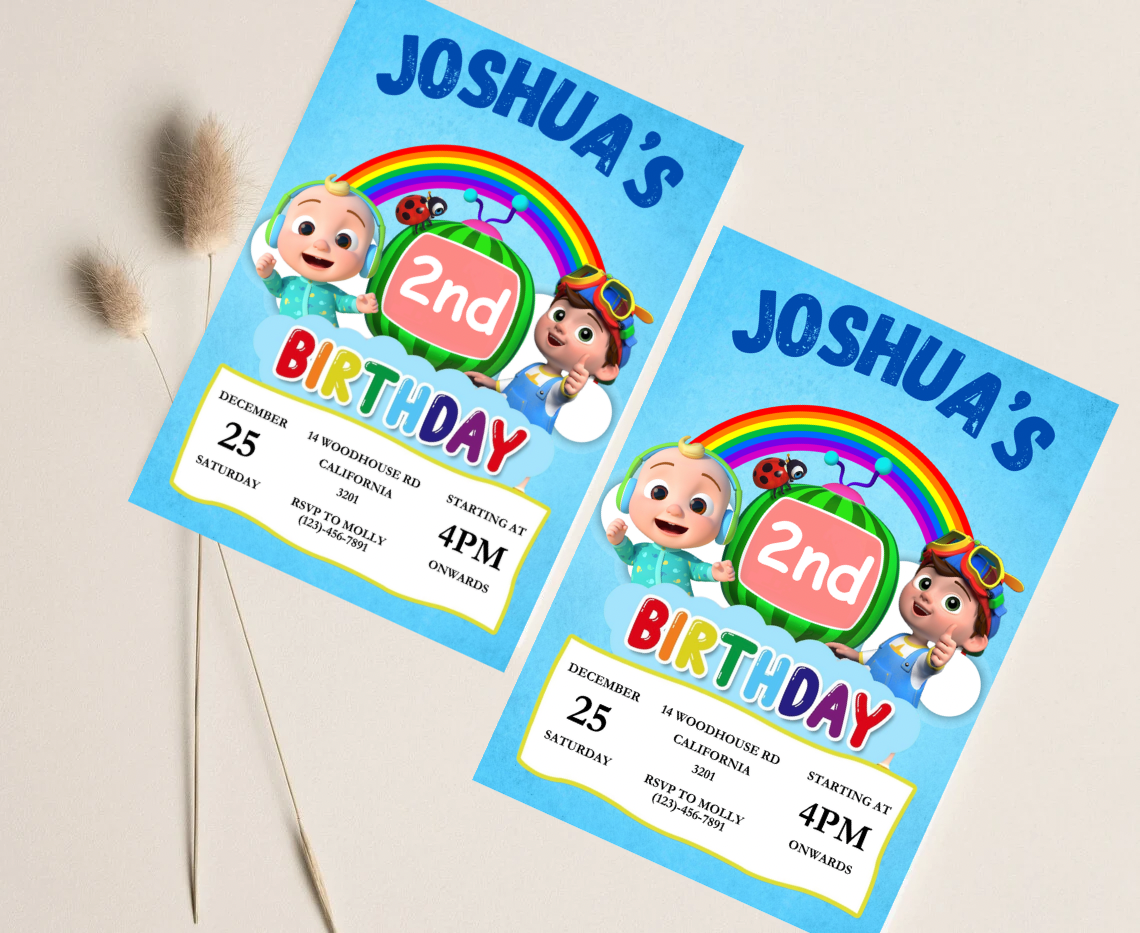 Cocomelon Kids Birthday Invitation Template