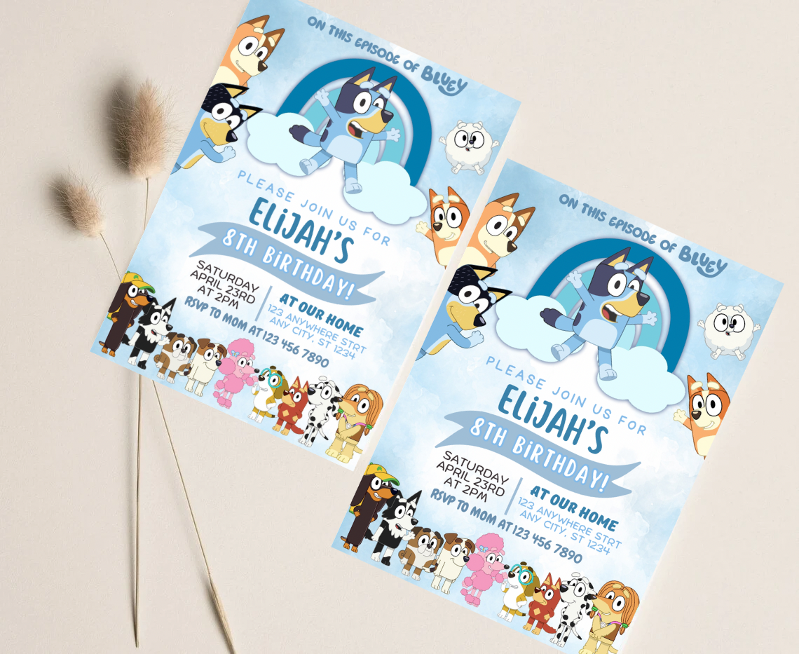 Bluey Kids Birthday Invitation Template