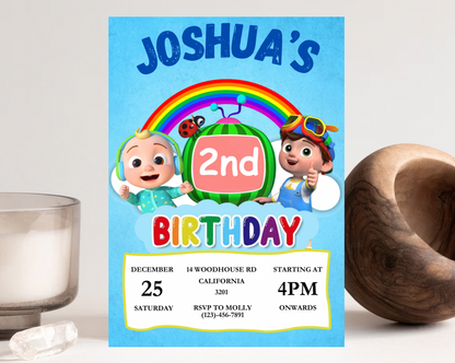 Cocomelon Kids Birthday Invitation Template