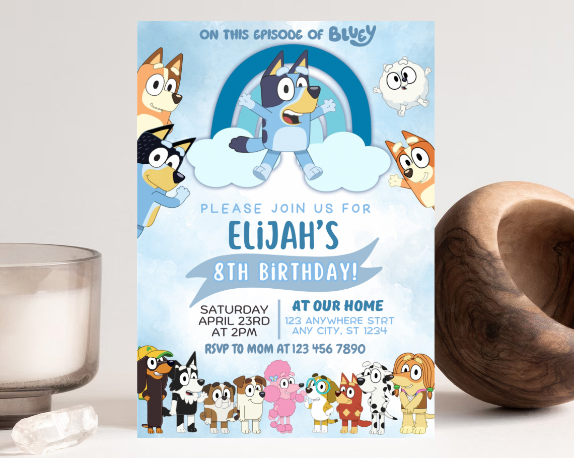 Bluey Kids Birthday Invitation Template